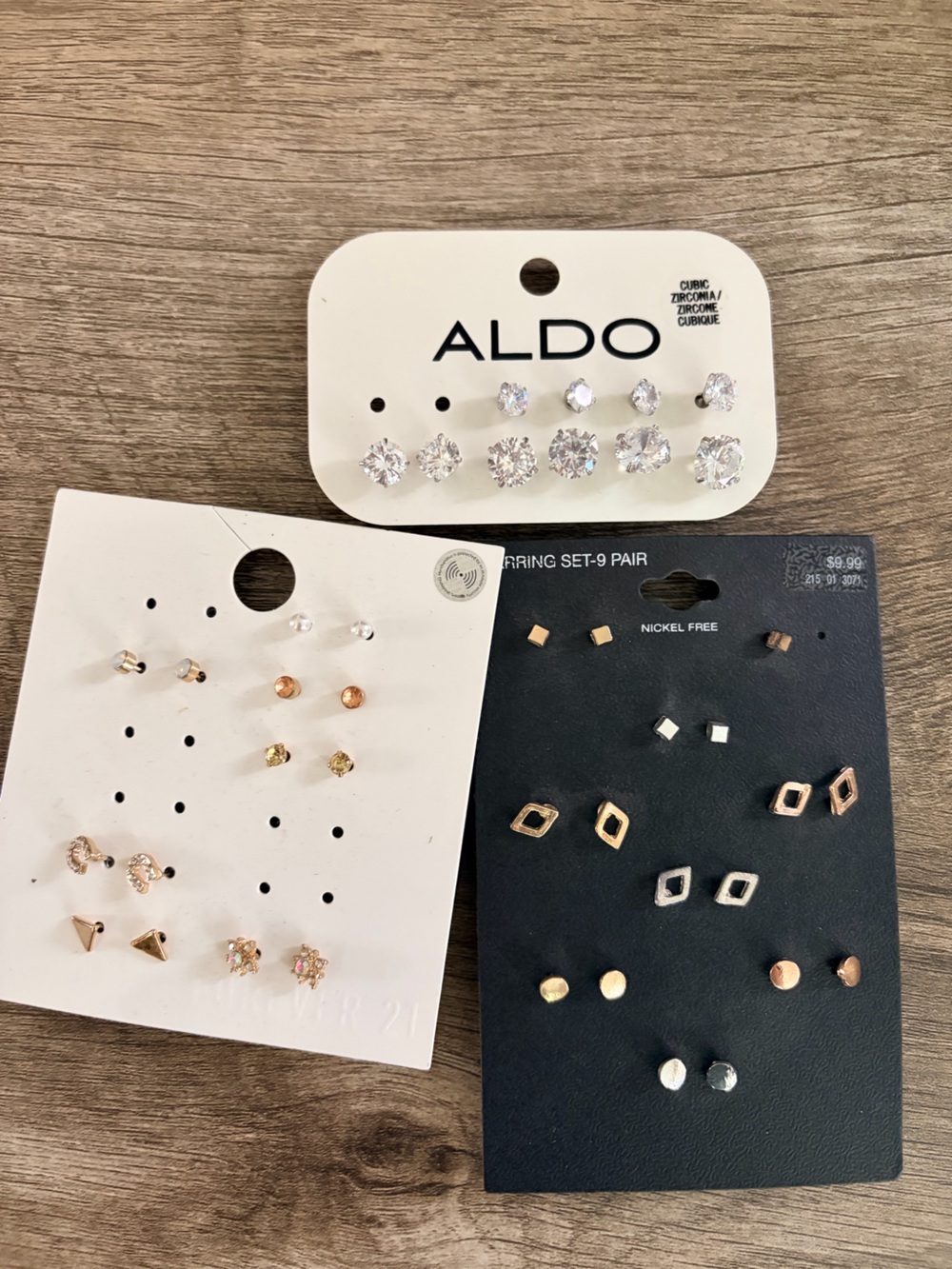 Aldo Clear Crystal Stud Earring Set - Silver Tone